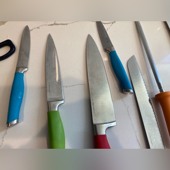 Fiestaware Fiesta Multicolored 11-pc. Cutlery Set knife block rainbow retro oak - Picture 4 of 16